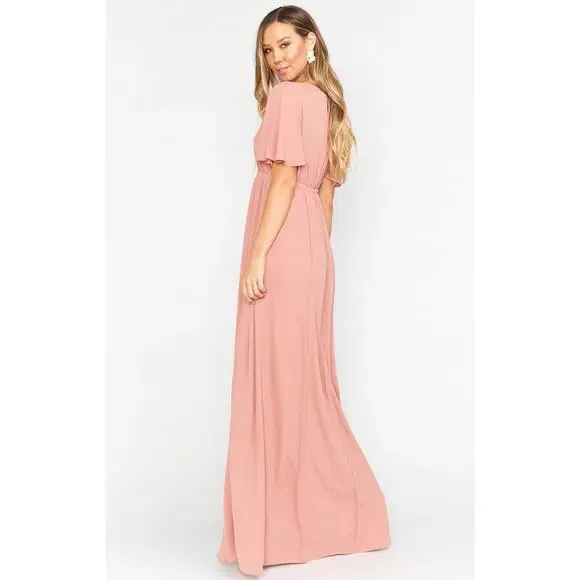 Show Me Your Mumu Emily Empire Maxi Dress in Rustic Mauve Crisp S